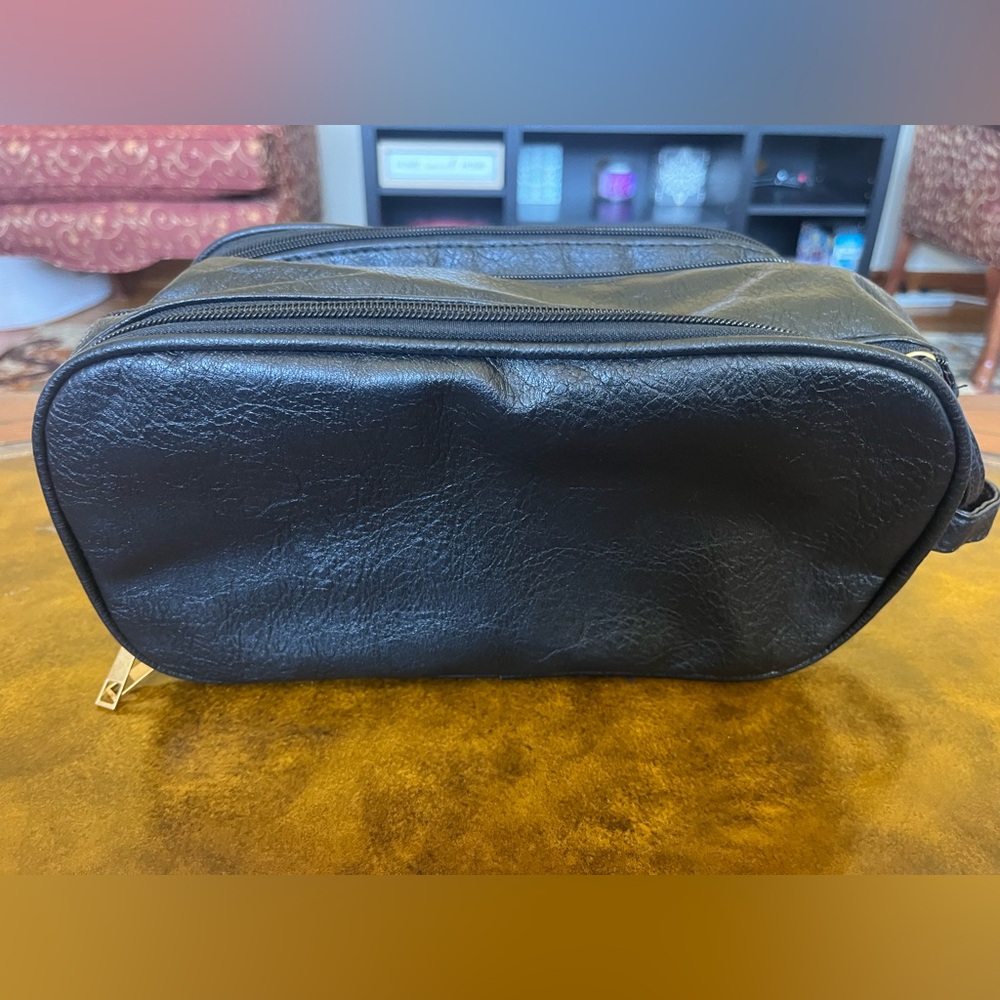 Black Leather Toiletry Bag